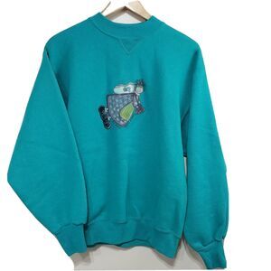 Vintage Women's Angel graphic Sweatshirt Pullover Grandma Sweater Medium